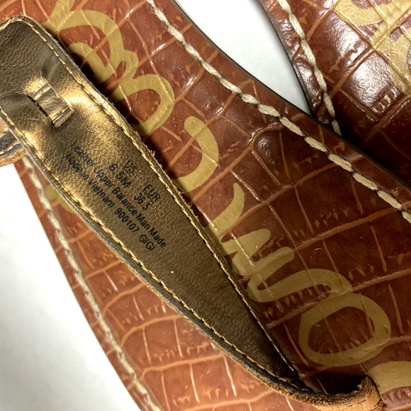 Sam Edelman Gigi Brown T Strap Flat Sandal Leather Thong Ankle Strap 6.5 - Picture 4 of 5